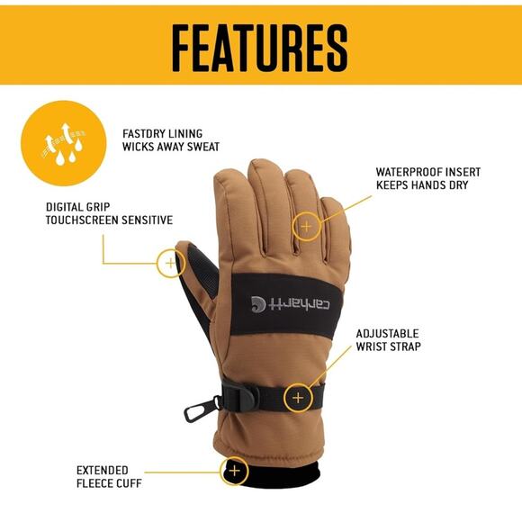 Carhartt Men's Waterproof Insulated Gloves NEW Size L - Picture 3 of 7